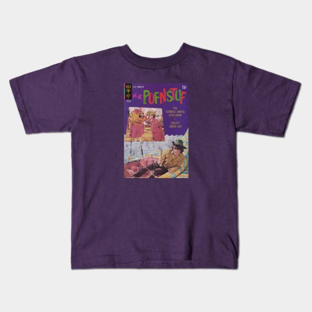 H R Pufnstuf Comic Book Cover Kids T-Shirt by offsetvinylfilm